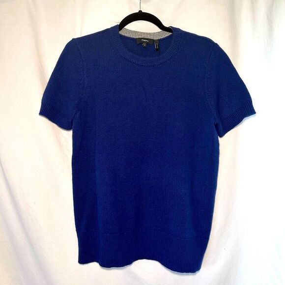 NWT Theory Cashmere Sapphire Blue Short Sleeve Tee Style Sweater Size M - Picture 8 of 11